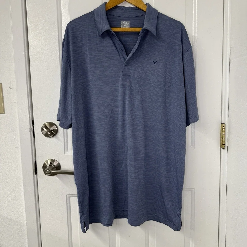 Callaway Polo Shirt Mens Size X Large Blue Opti Dri Fit Golf Short Sleeve